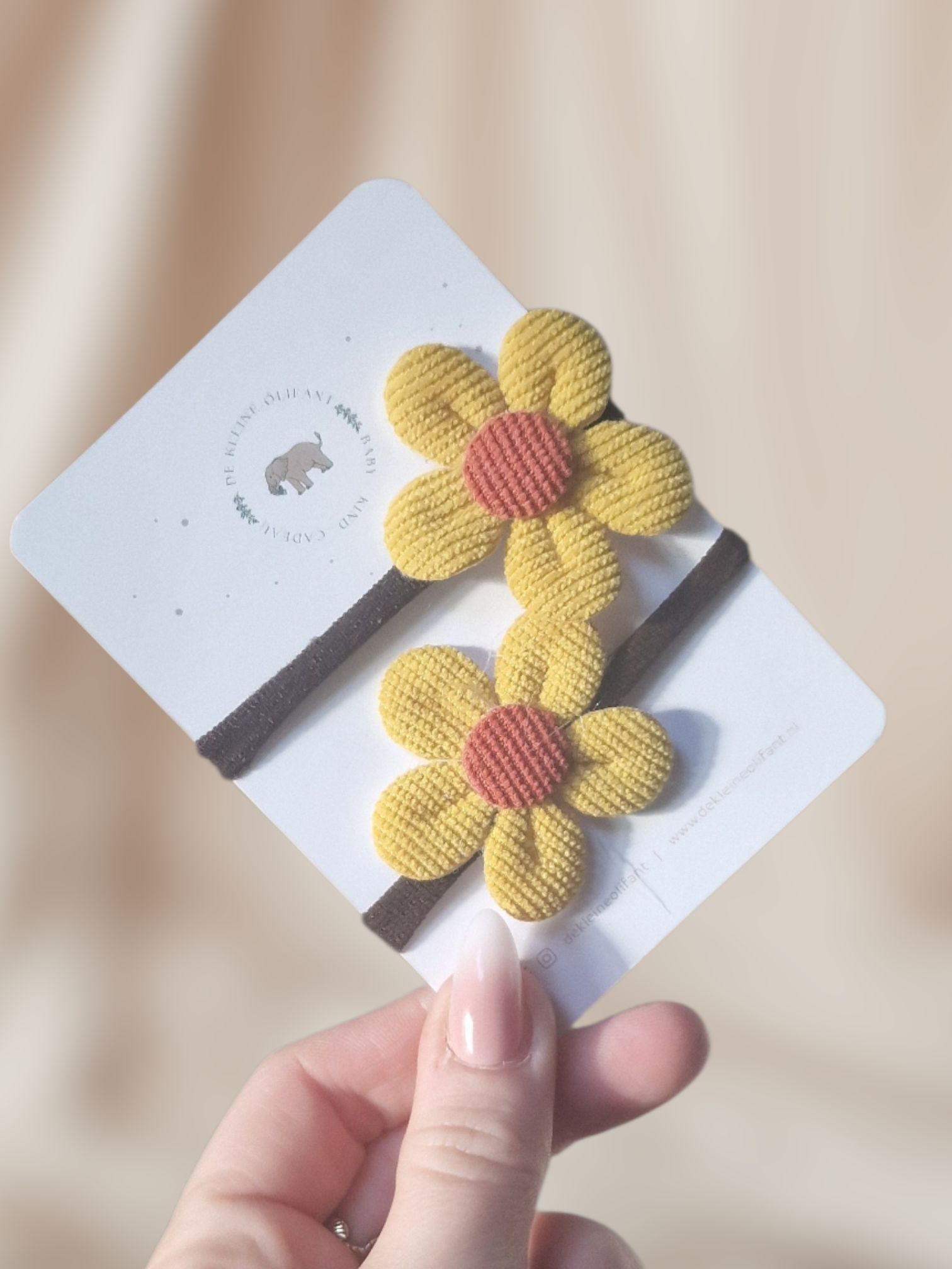 Haarelastiekjes Kind- Bloemen - Bruin/Geel