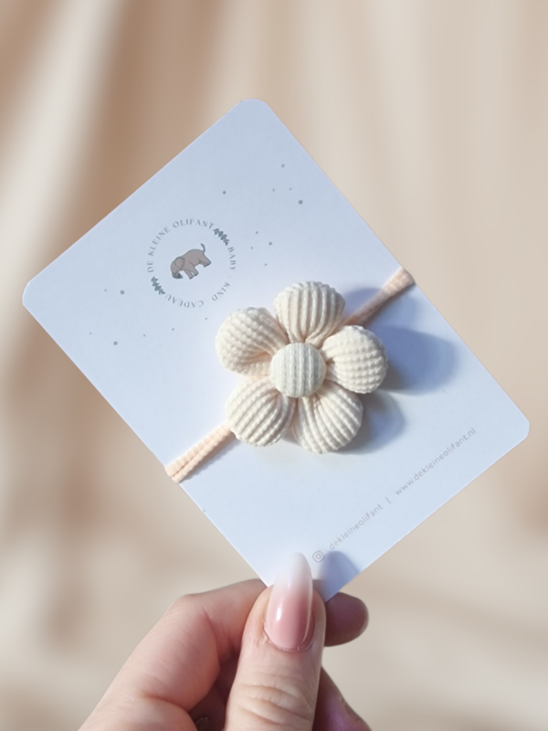 Haarelastiekje Kind - Bloem - Crème