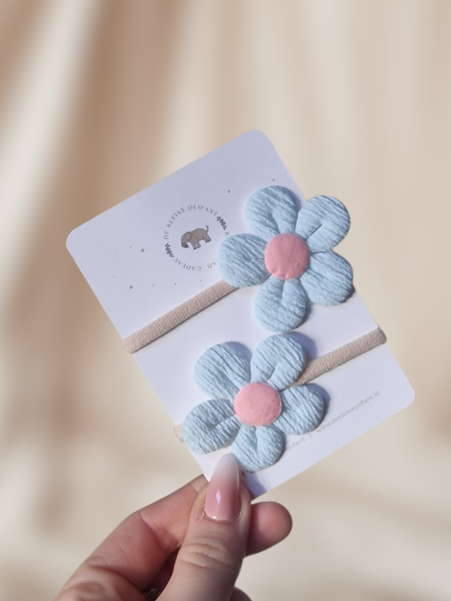 Haarelastiekjes Kind - Bloem - Licht Blauw/Roze