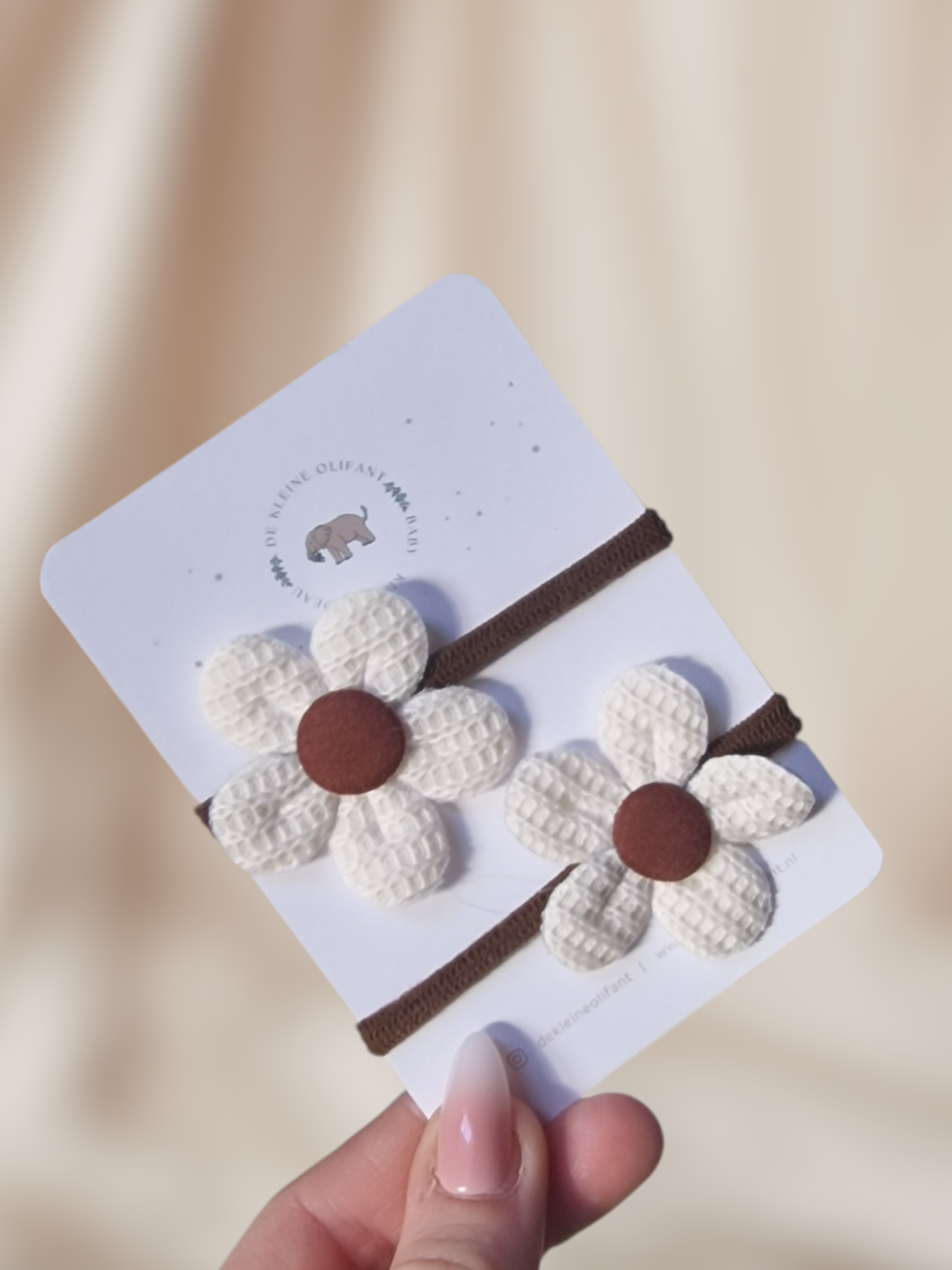Haarelastiekjes Kind - Bloem - Wit/Bruin