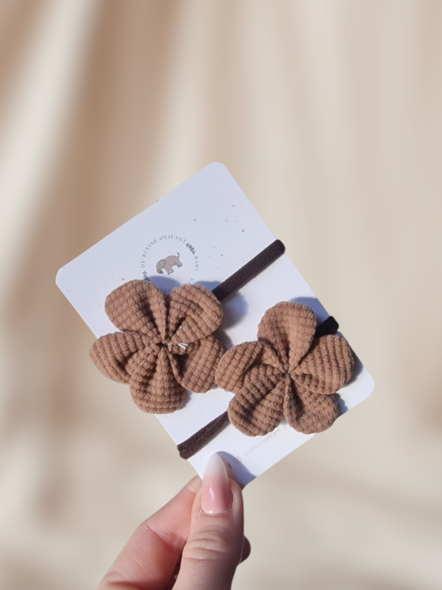 Haarelastiekjes Kind - Bruin - Bloem - 2 stuks