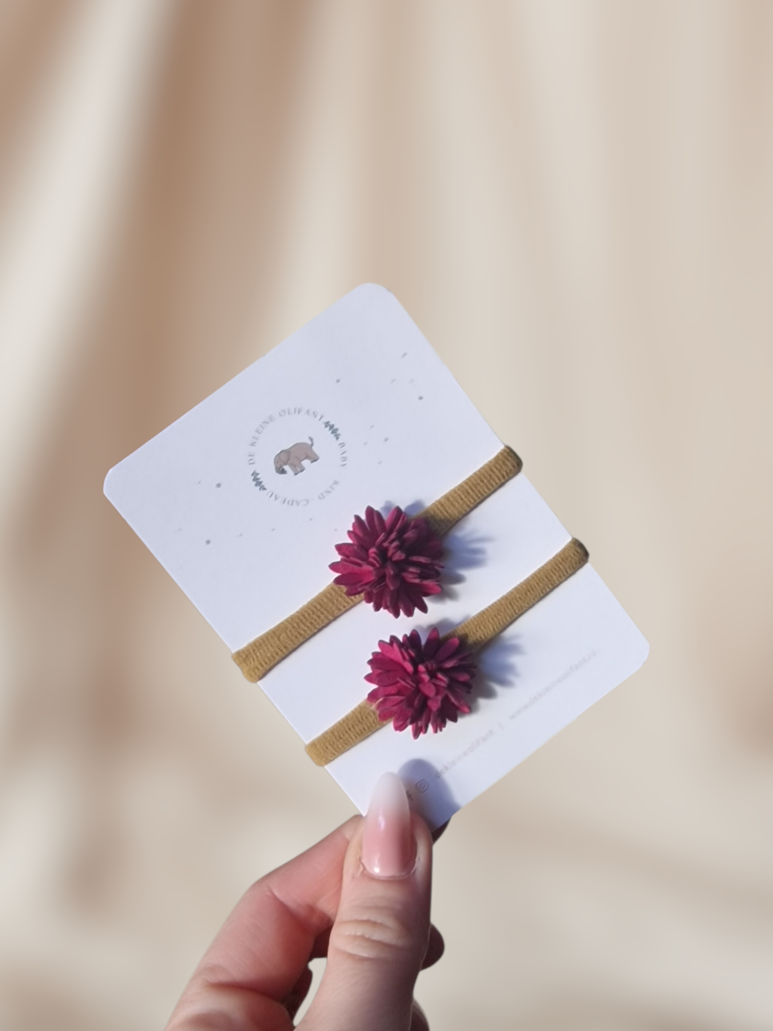 Haarelastiekjes Kind - Bloem - Donker Rood