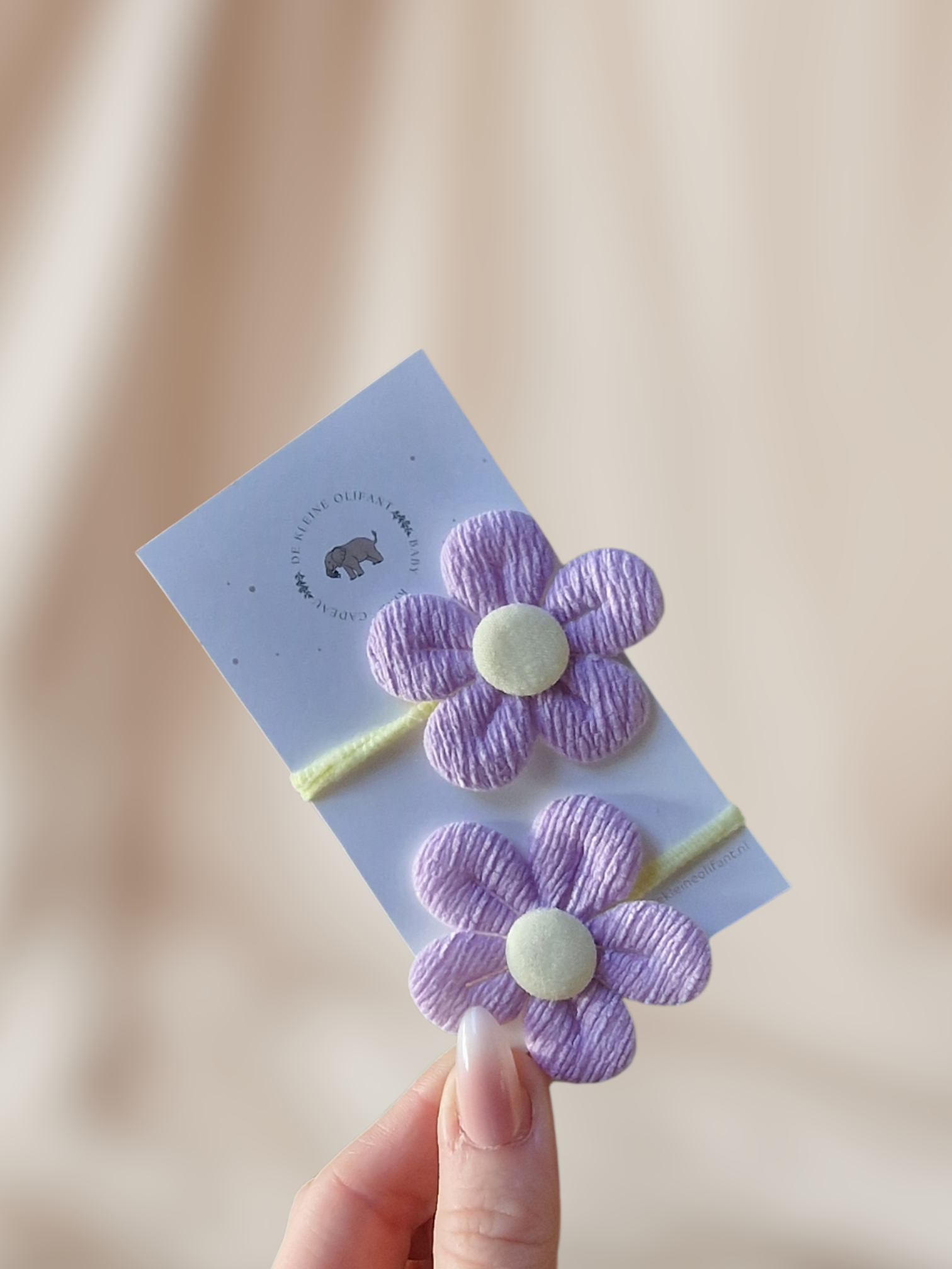 Haarelastiekjes Kind - Bloem - Paars/Geel