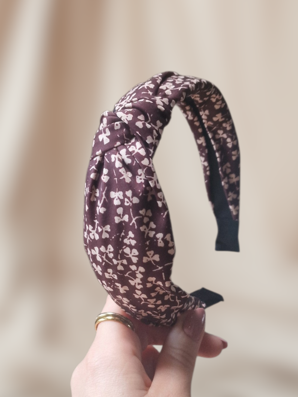 Haarband Knoop - Bloemen / Rood - Bruin