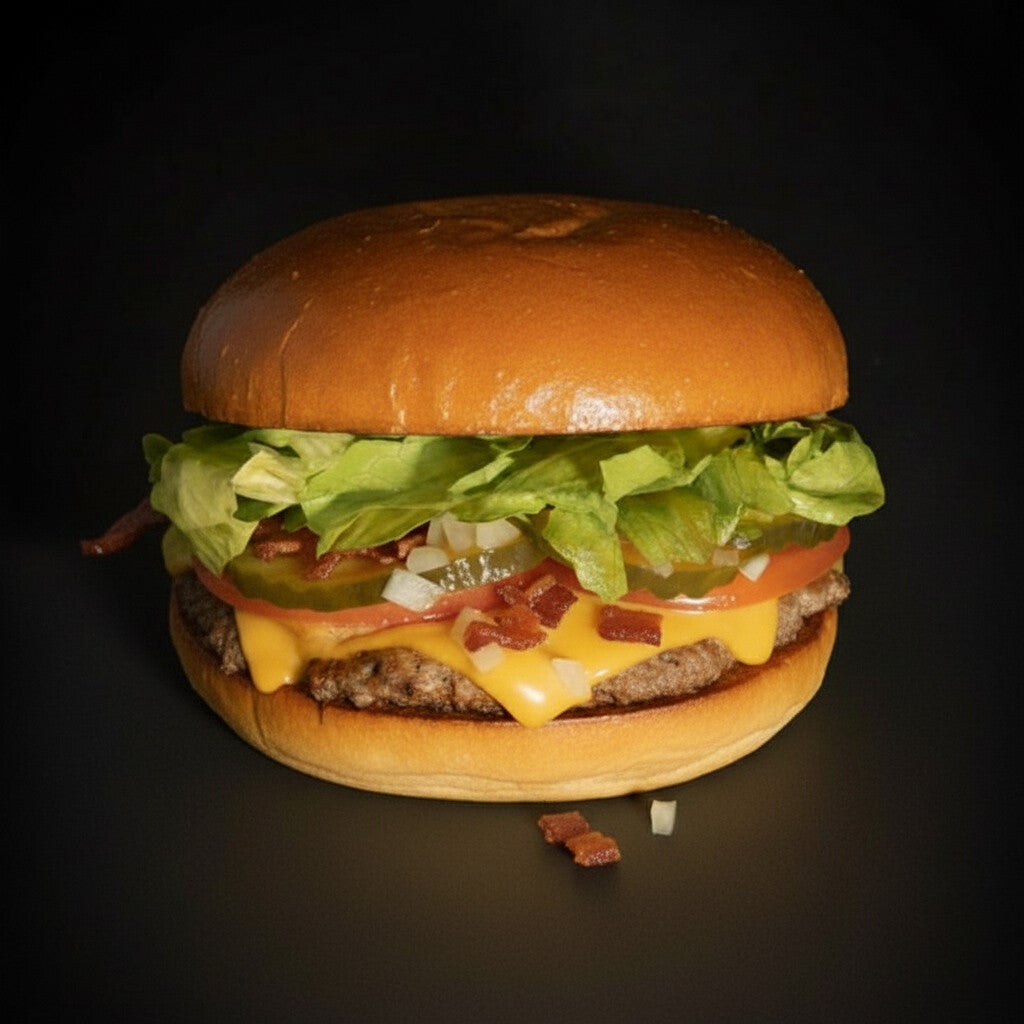 Para los que saben lo que quieren, doble carne smash, bacón crujiente, queso cheddar &  3 vegetales free, no olvides preguntar por nuestra salsa Yoka's.
