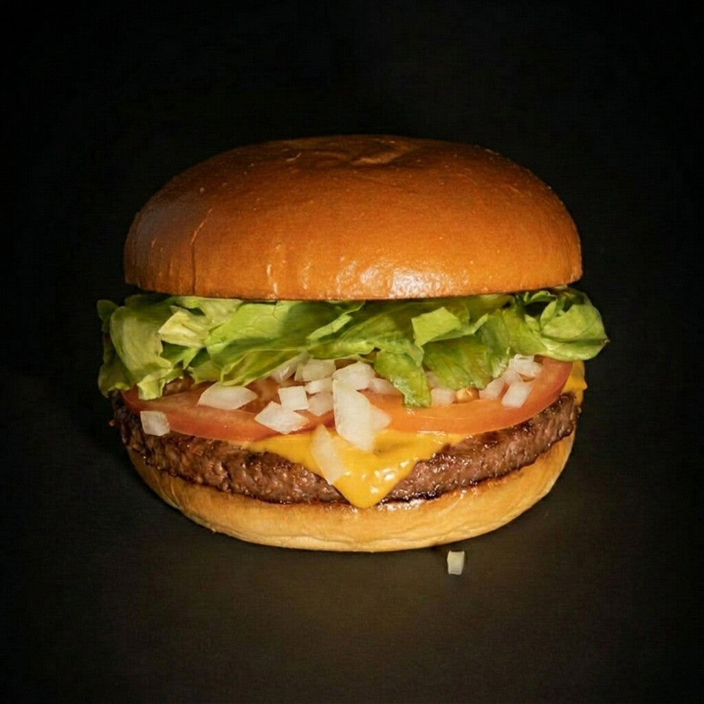 Beyond-C nuestra opcion vegetariana que sin duda debes probar, proteina Beyond smash con queso cheddar, lechuga, tomate & cebolla (Puedes pedirla con pan sin gluten)