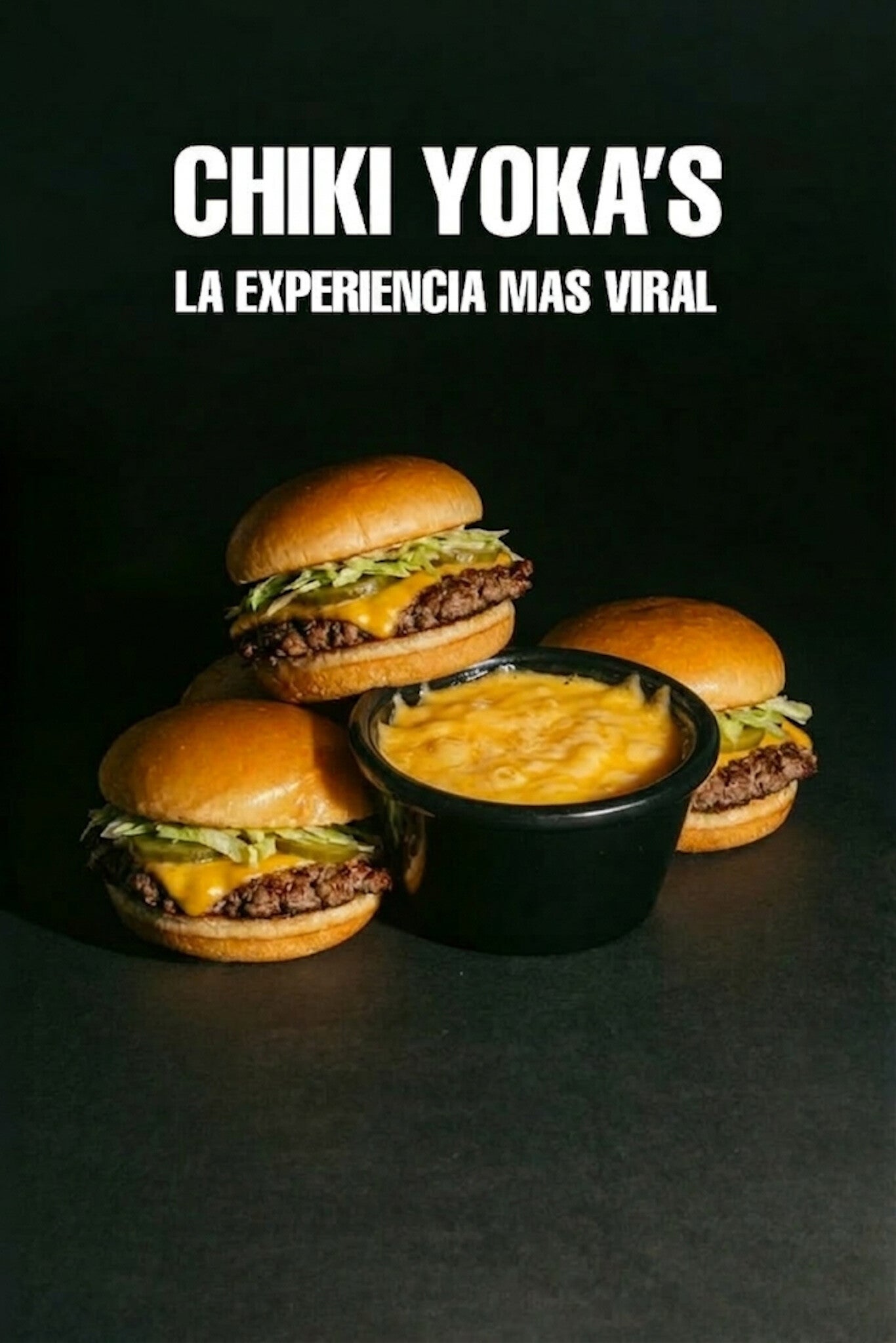 La experiencia mas viral,  4 Mini Burgers de carne & queso cheddar fundido mas un adicional diferente en cada mini Burger entre pepinillo, Bacon, cebolla natural & cebolla crujiente  acompañada de nuestra salsa de QUESO FUNDIDO