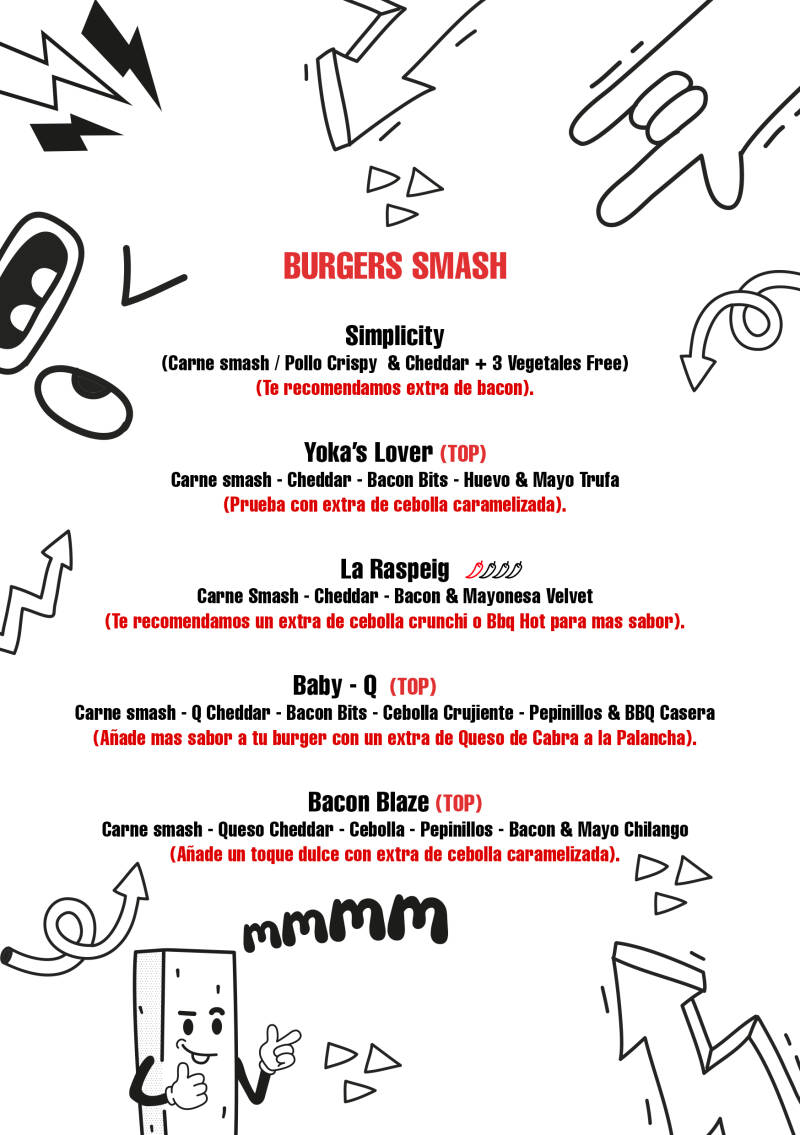 BURGERS SMASHS DISPONIBLES EN MENÚ DEL DÍA