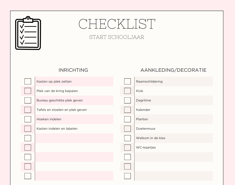 Checklist start schooljaar