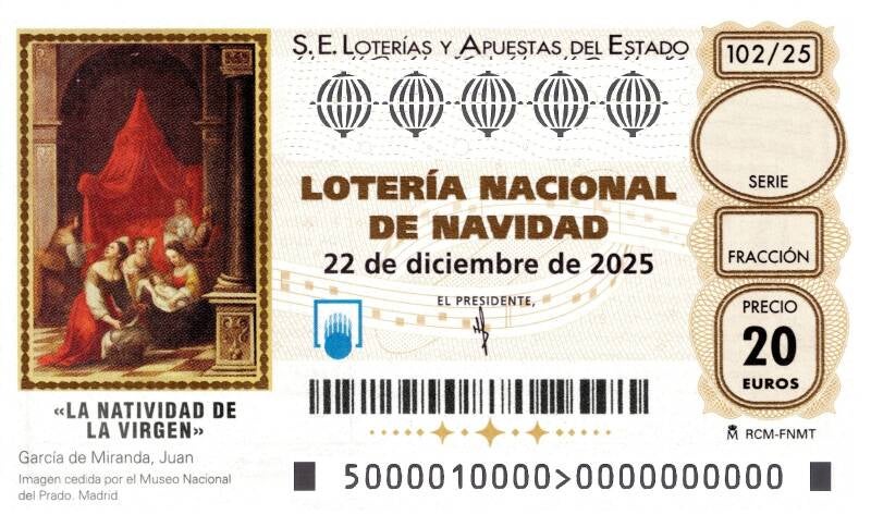 la imagen del decimo de la loteria del 22 de diciembre de 2025