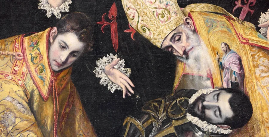 detalle del cuadro el entierro del Conde Orgaz