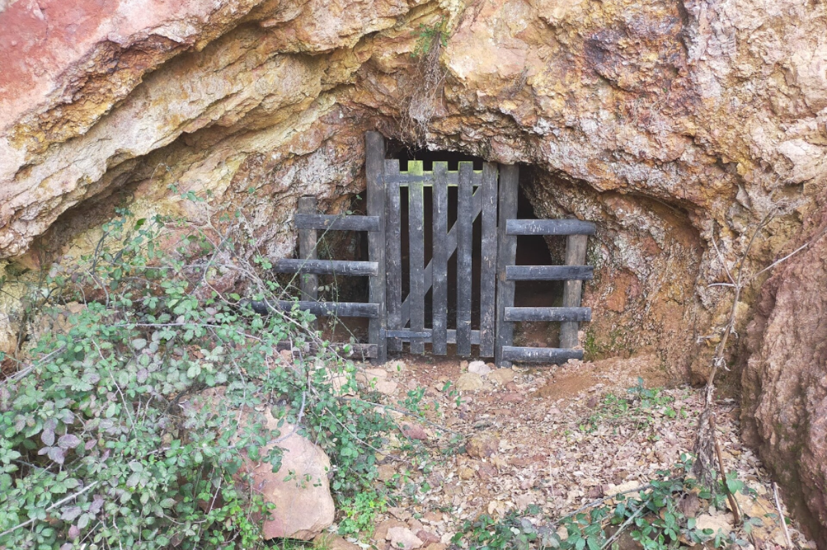 Entrada a una cueva de Atapuerca cerrada con unos tablones de madera