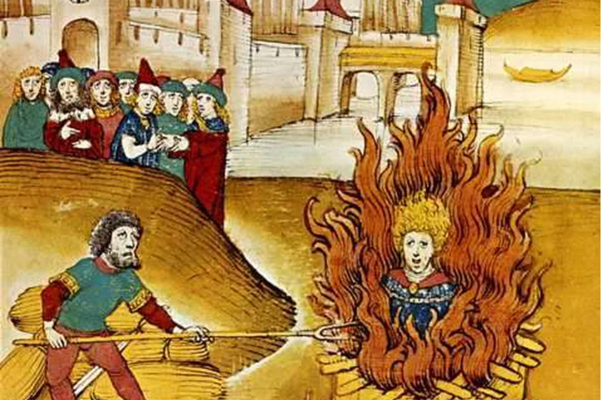 Ilustracion sobre el castigo en hoguera de la Inquisición