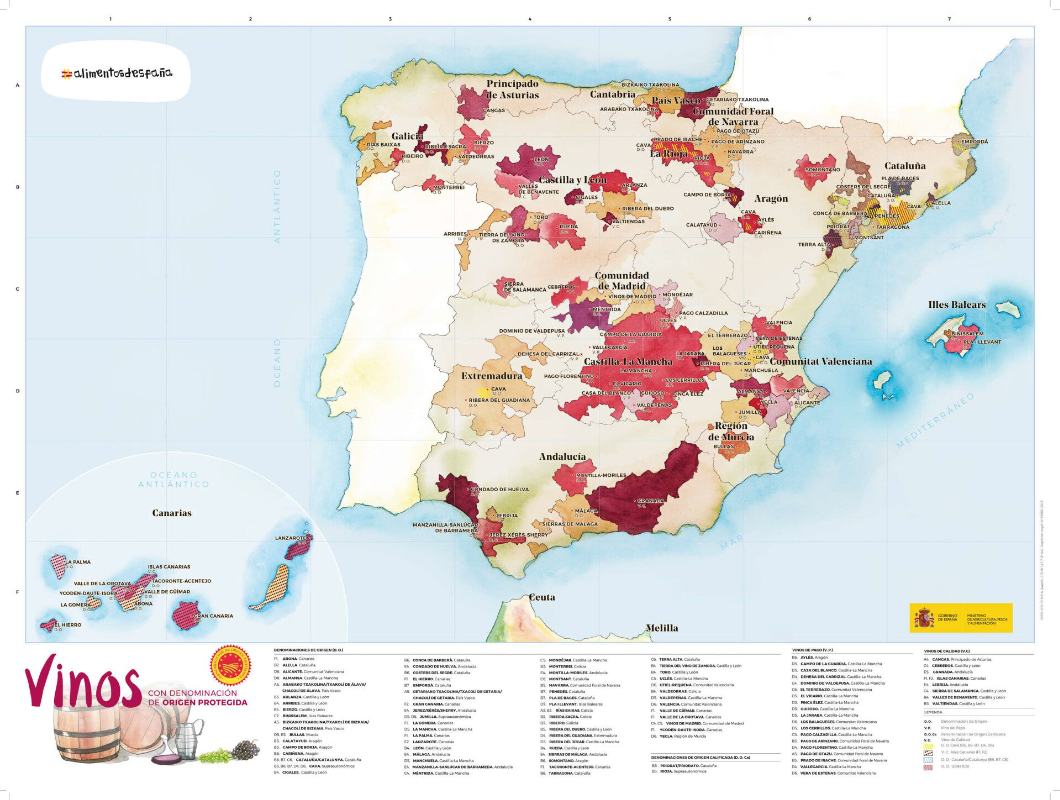 Mapa reginos vinicolas de España