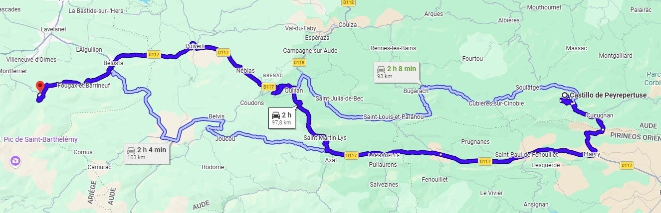 Mapa Montsegur