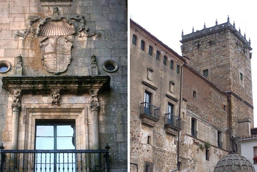 distntas tomas de la fachada del Palacio de los Marqueses de Mirabel de Plasencia