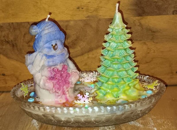 Kerze - Snowy und sein Weihnachtsbaum