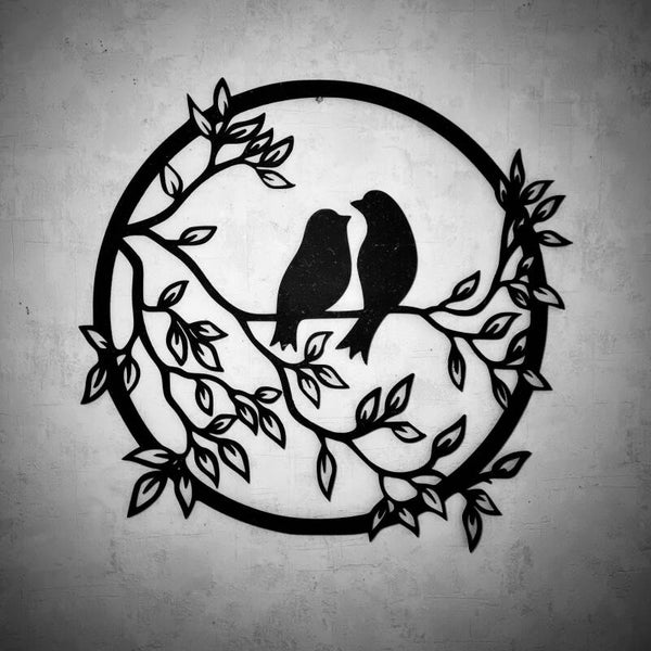 2 vogels op een tak in een cirkel