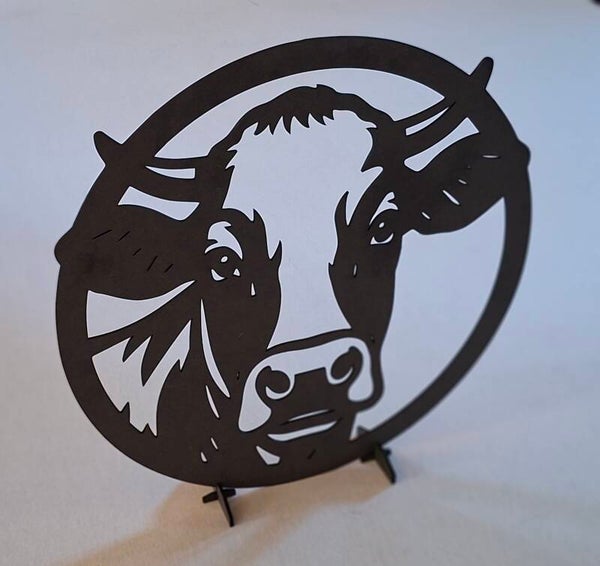 Koe met horens in een circel