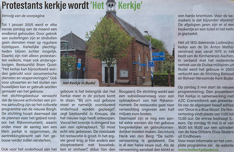 Media Het Kerkje Budel evenemenetencommissie en bestuursfoto's door ED, De Grenskoerier en HAC