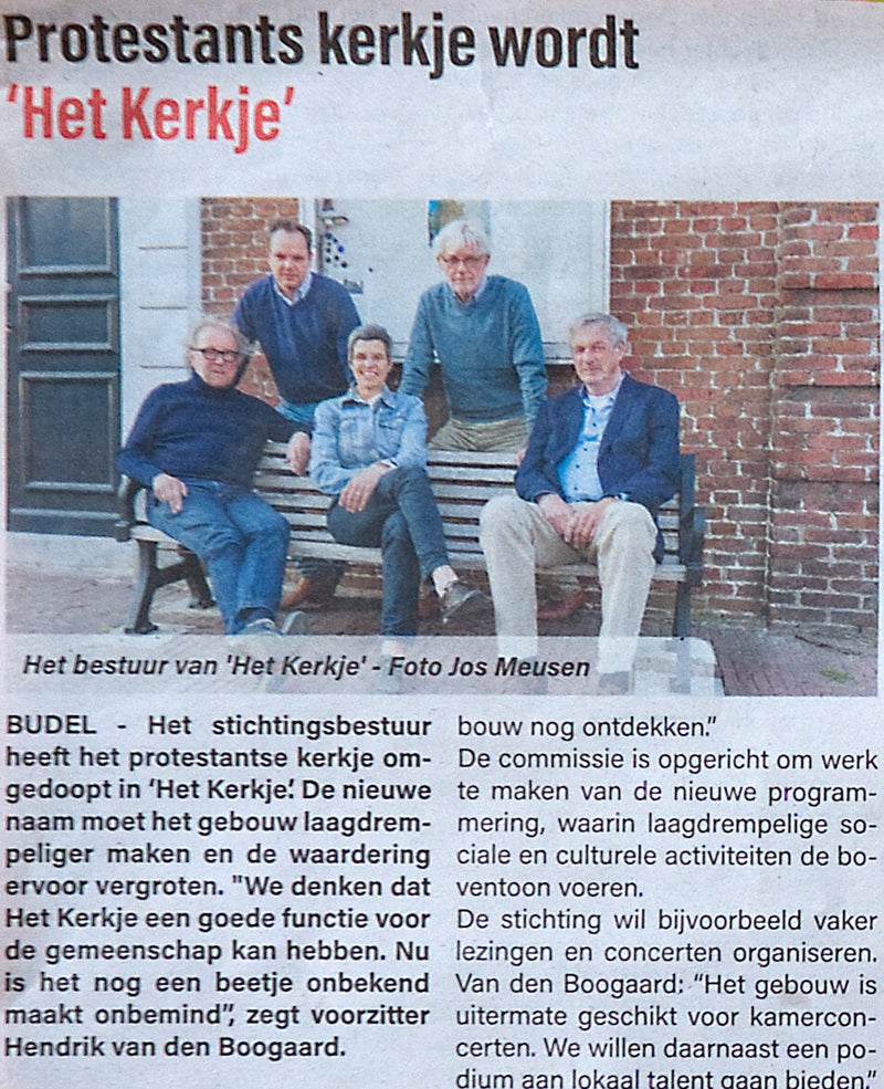 Media aandacht Het Kerkje Budel door ED, De Grenskoerier, HAC weekblad