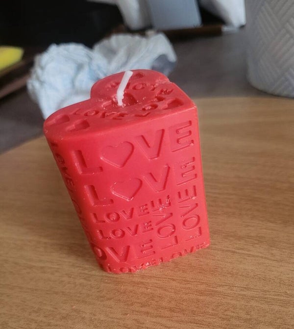 Small scented love heart shaped candle