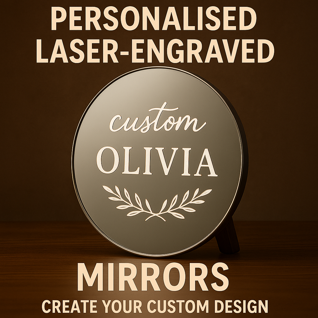 Personalised laser engraved mirror