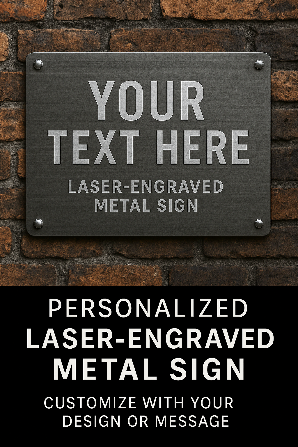 Laser engraved metal sign
