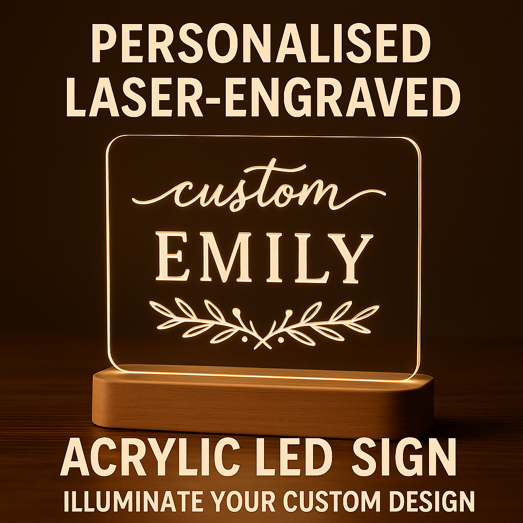Laser engraved acrylic lamp