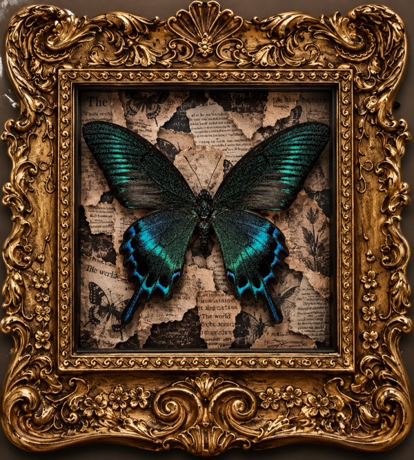 Alpine black swallowtail butterfly taxidermy frame