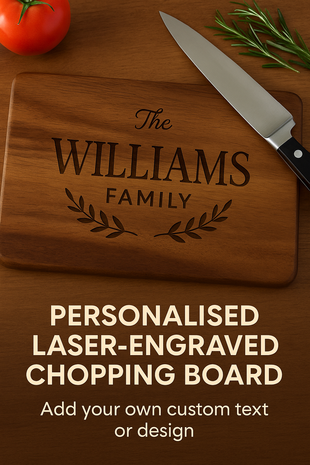Laser engraved chopping board