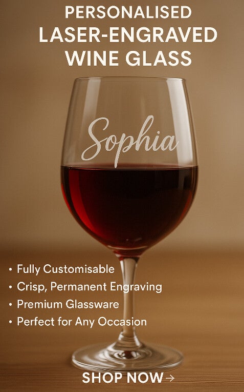 Laser engraved wine glass