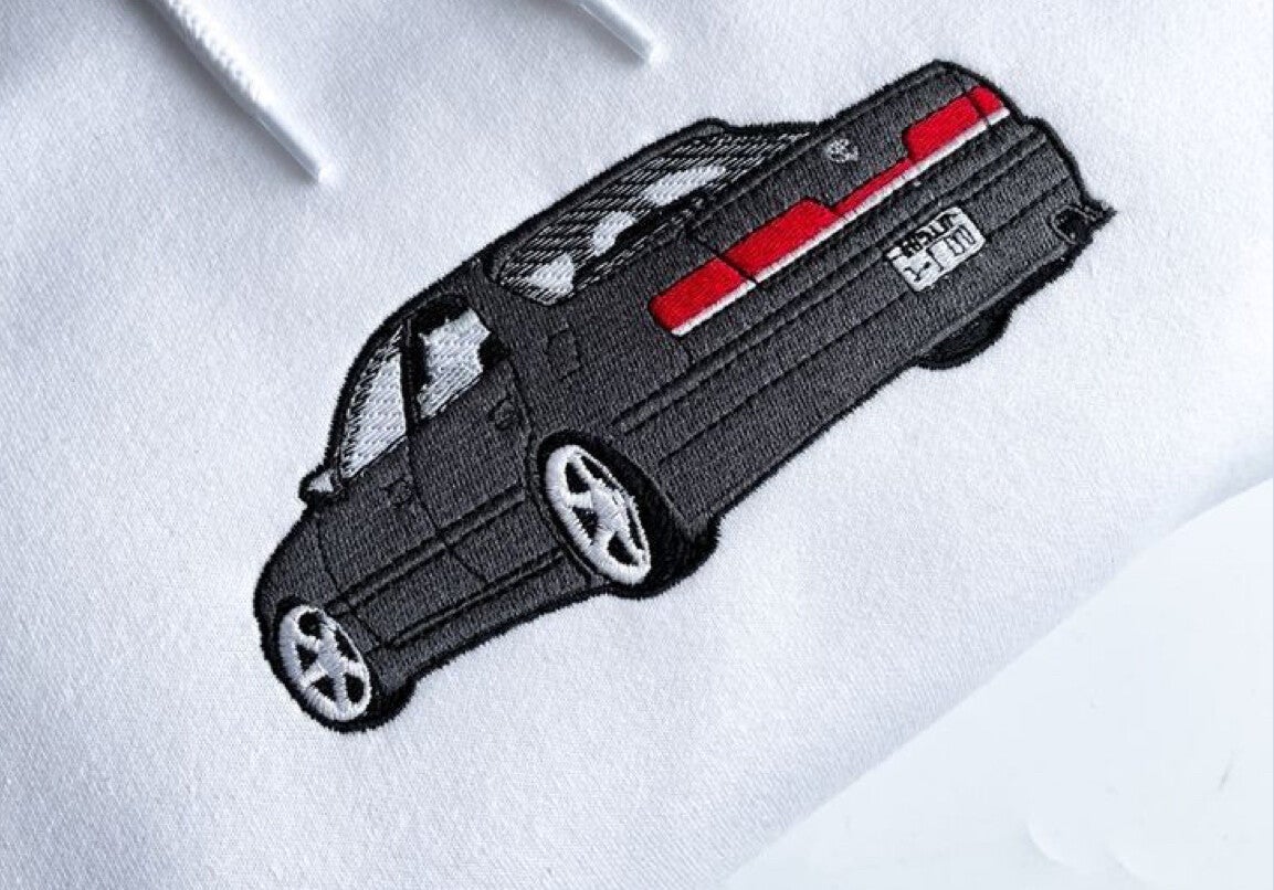 Embroidered car hoodie