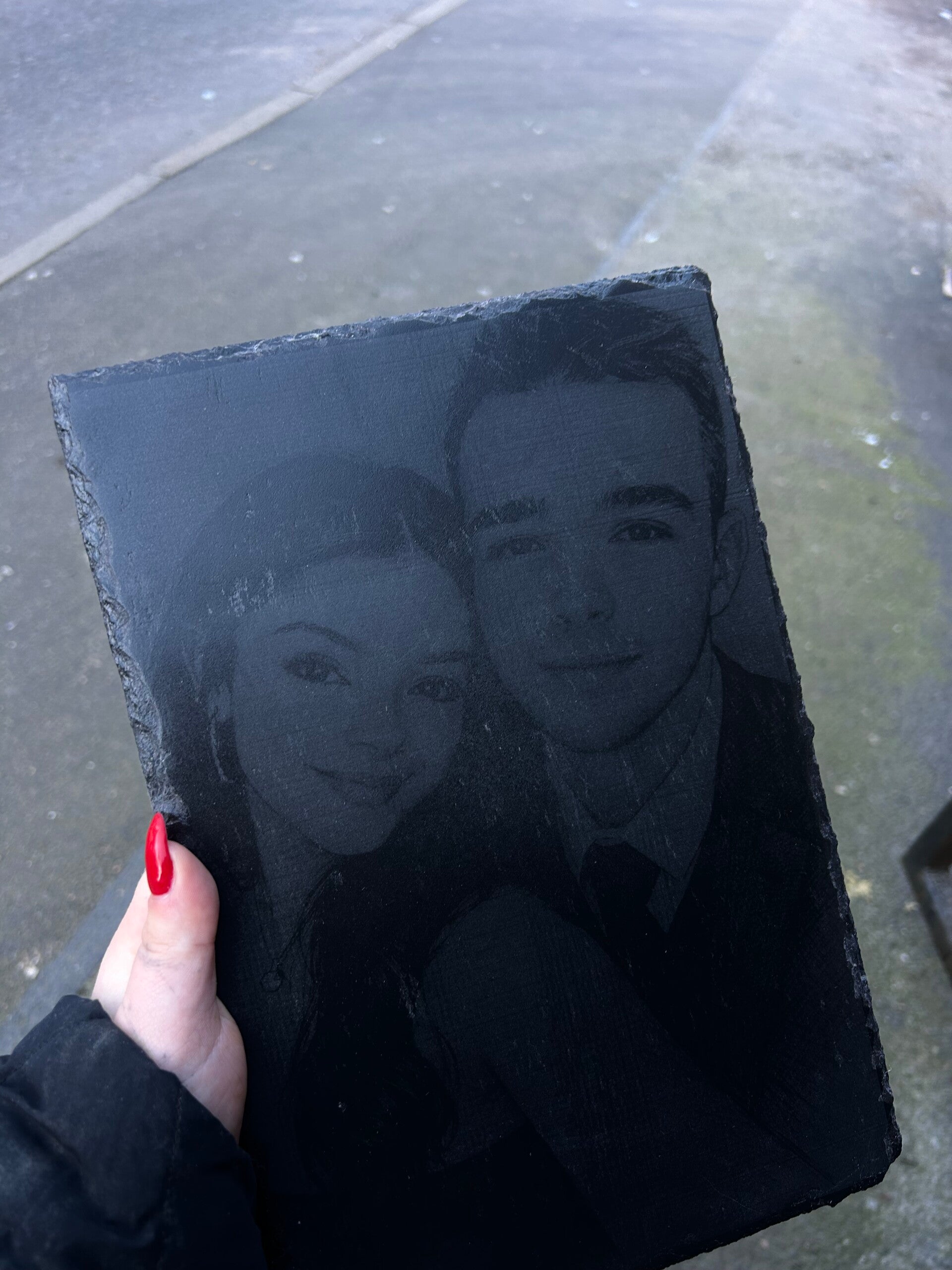 Laser engraved slate