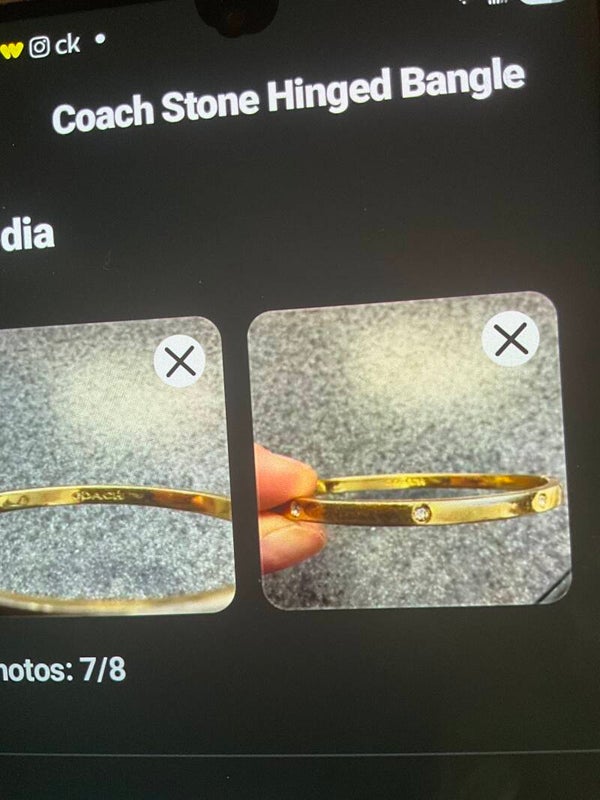 Coach stone hinged bangle bracelet