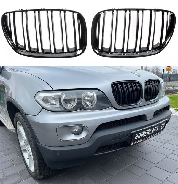 GRILL NERKI ATRAPA DO BMW X5 E53 2003-2006 LIFT LCI CZARNY POŁYSK