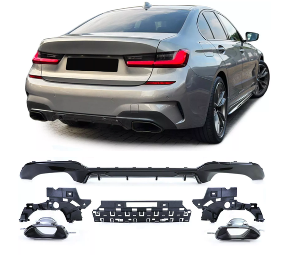 DYFUZOR ZDERZAKA DLA BMW G20 G21 M SPORT PRZEDLIFT 340 LOOK ZESTAW + WYDECH