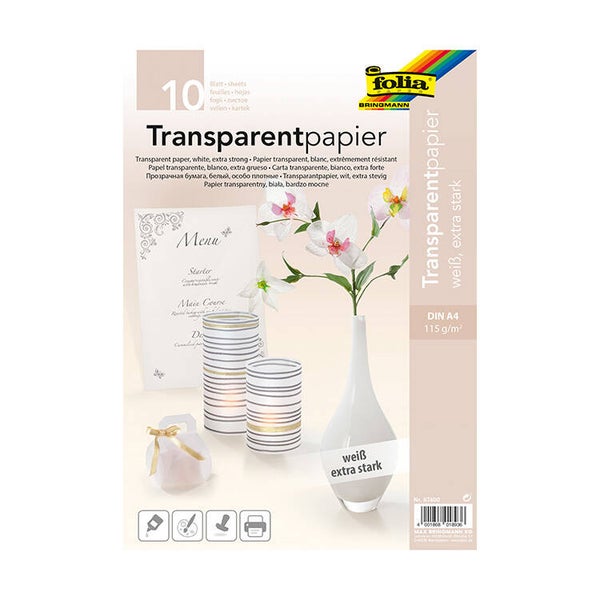 Hartenvos transparantpapier of vliegerpapier 115g/m² - 10 vellen/wit