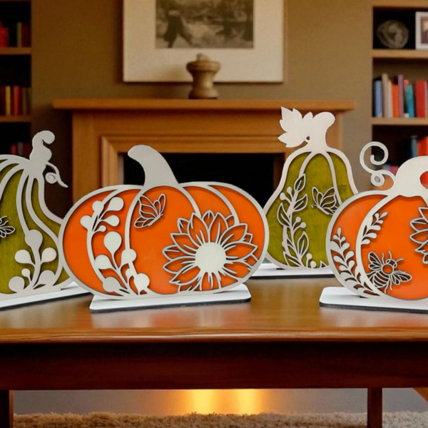 4 er Set Kürbisdekoration