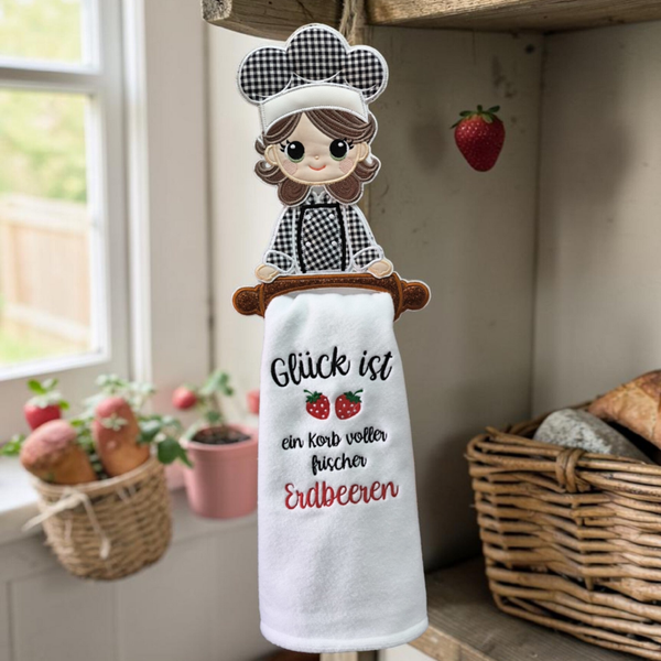 👩‍🍳 Gestickter Küchenhandtuchhalter „Lieblingsköchin“ – Charme & Ordnung für deine Küche