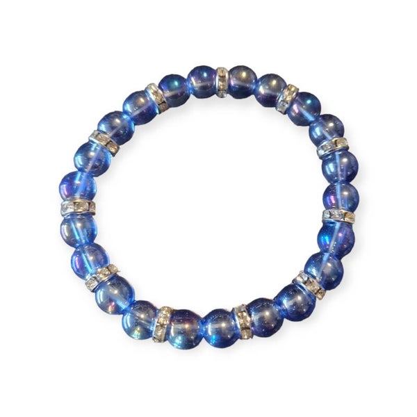 Welo opaal  look glaskralen armband met strass