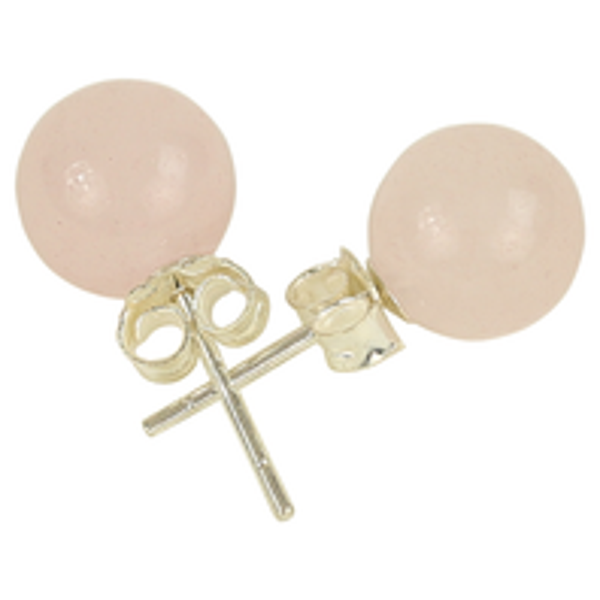 Rozenkwarts Oorstekers - 925 zilver  - 8mm
