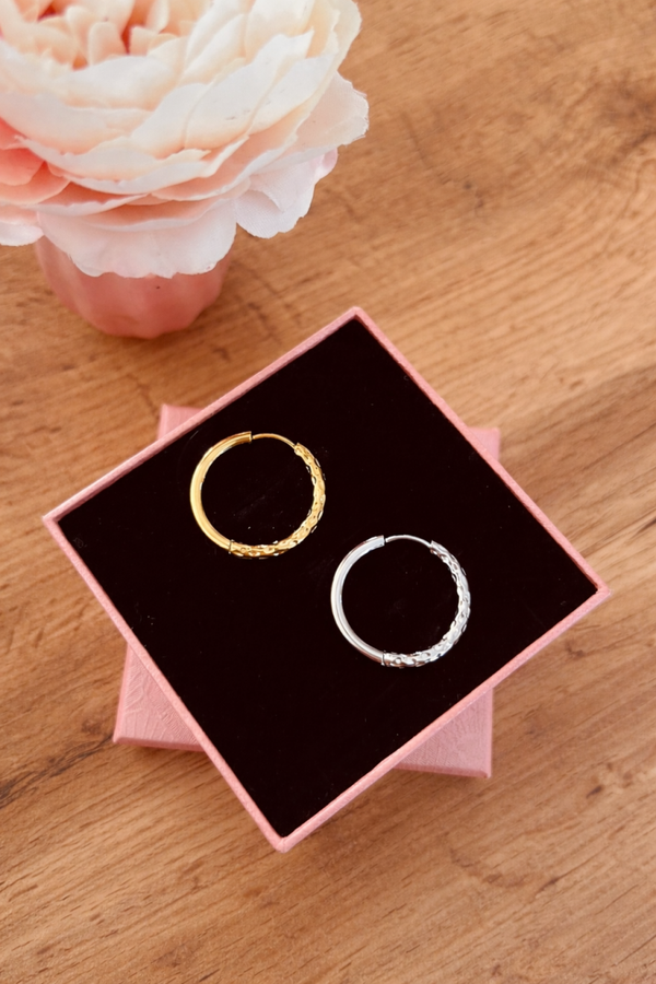 Créoles 25mm réversibles argentées ou dorées