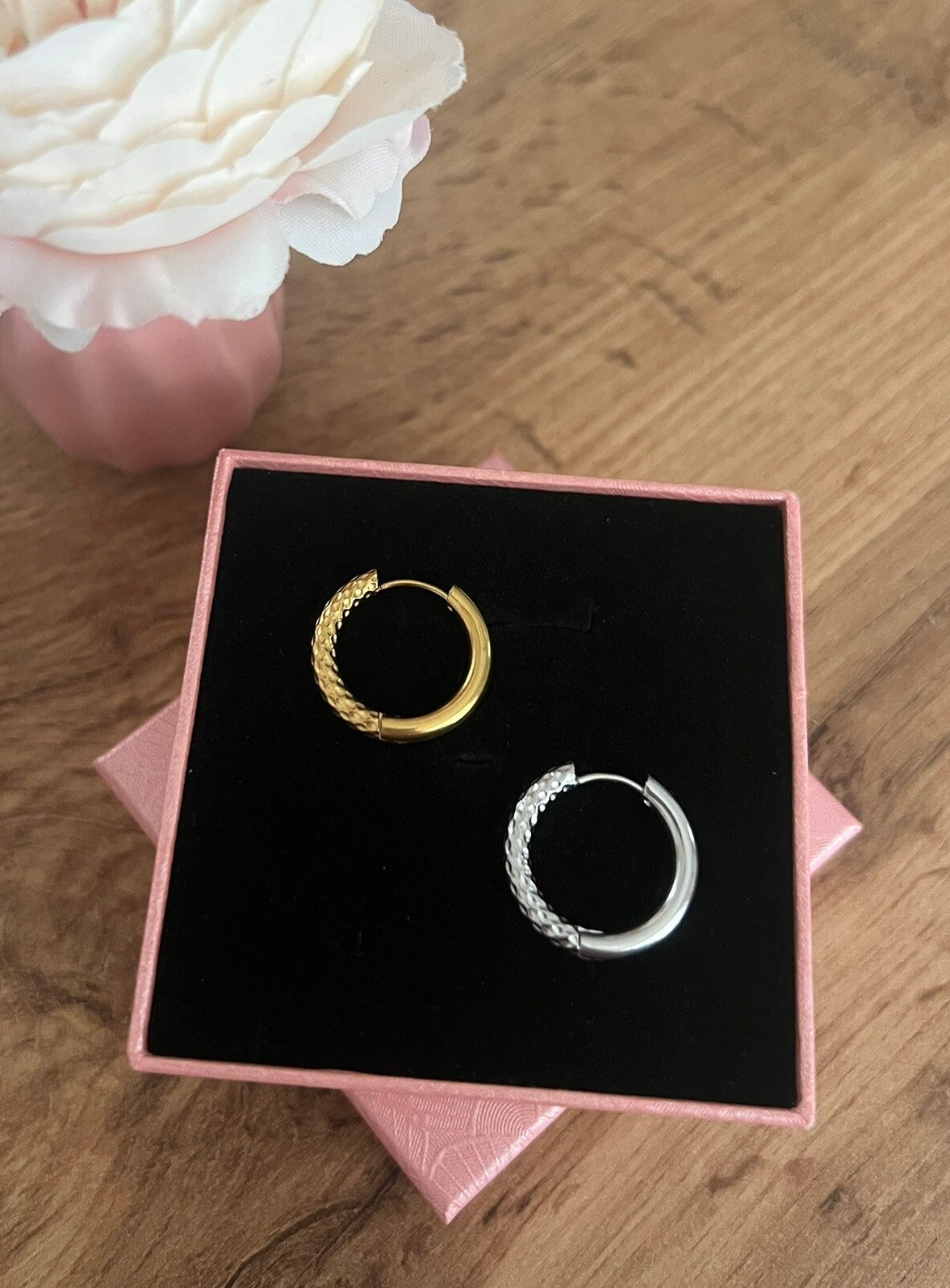 Créoles 22mm réversibles argentées ou dorées