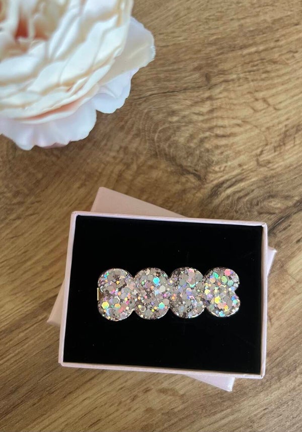 Barrette à cheveux rose paillette