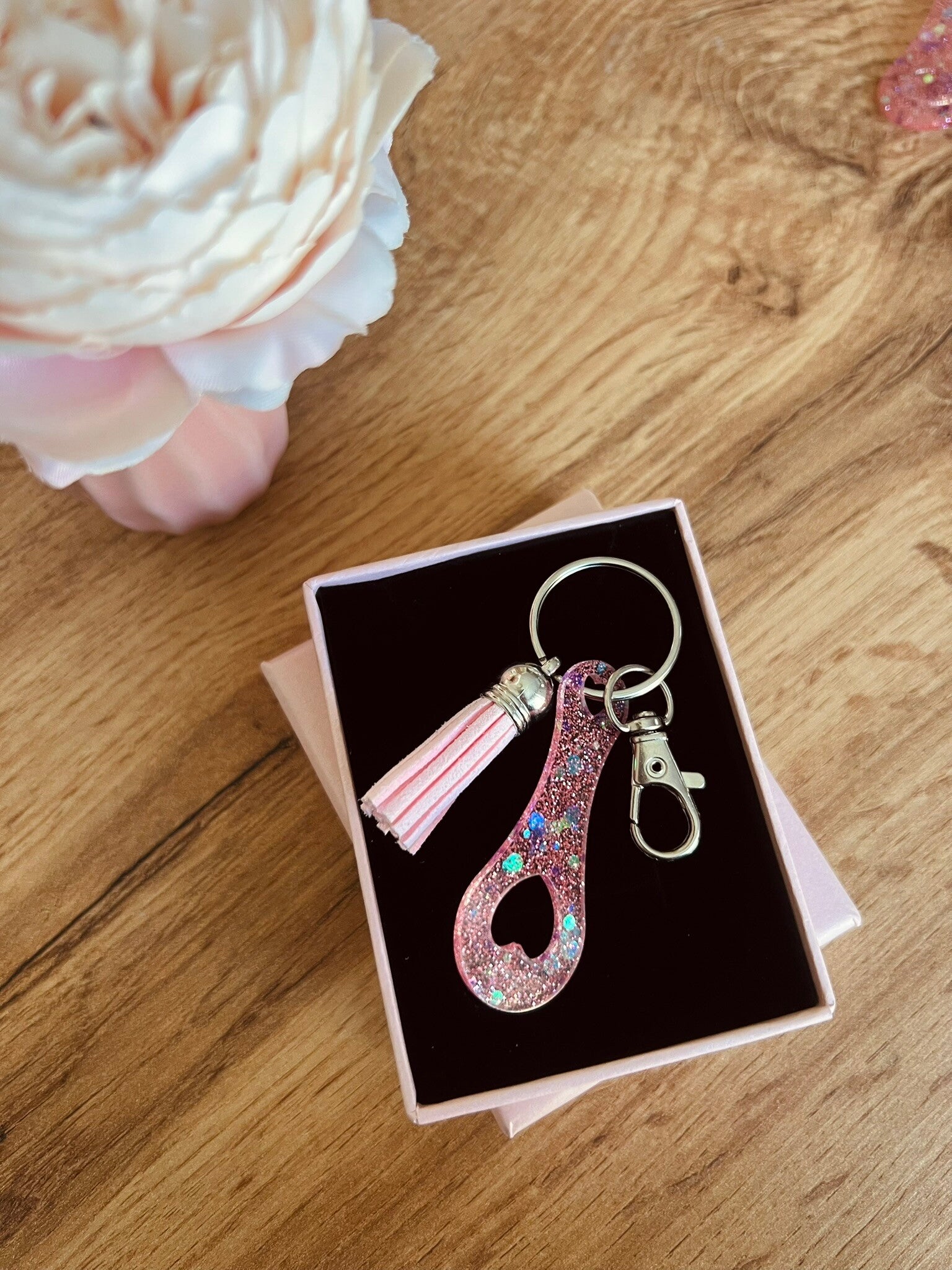 Jeton rose à paillettes