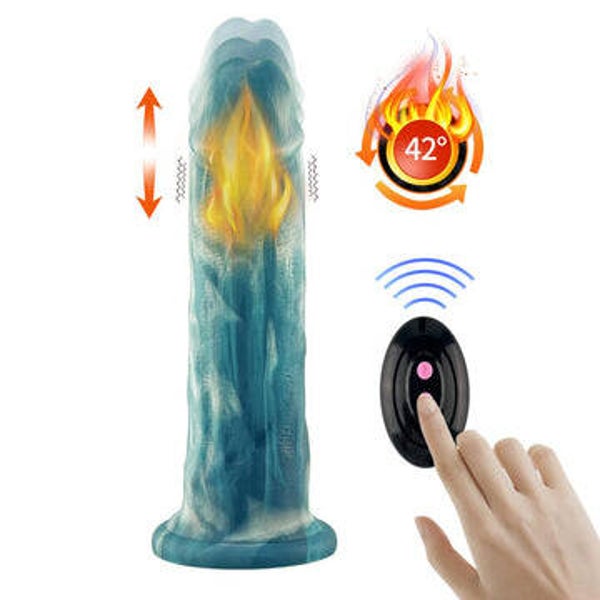 Thrusting & Vibrating Dildo with Remote - Blue QSGJ-004