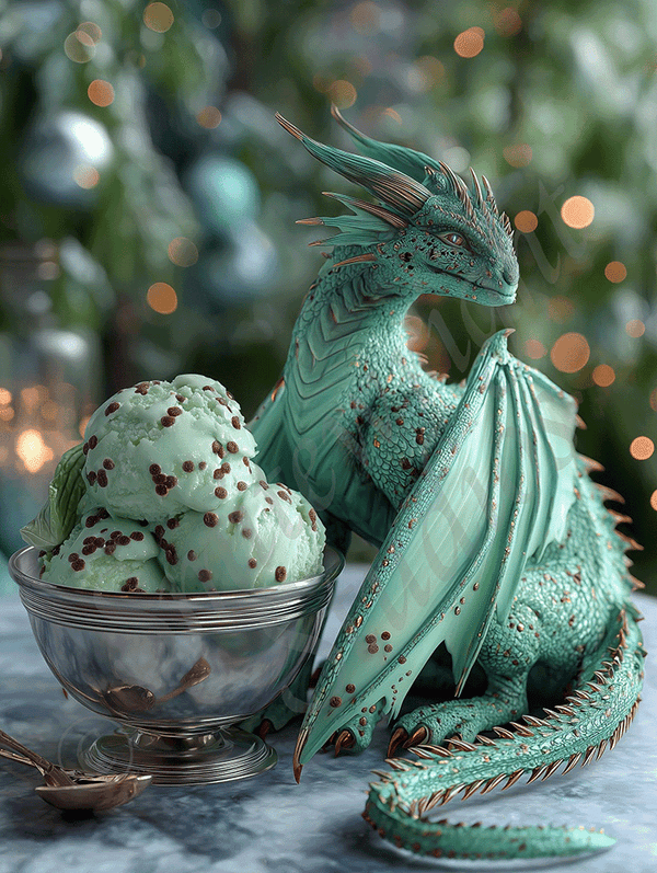 Mint Chip Guardian | High-Resolution Fantasy Art Print