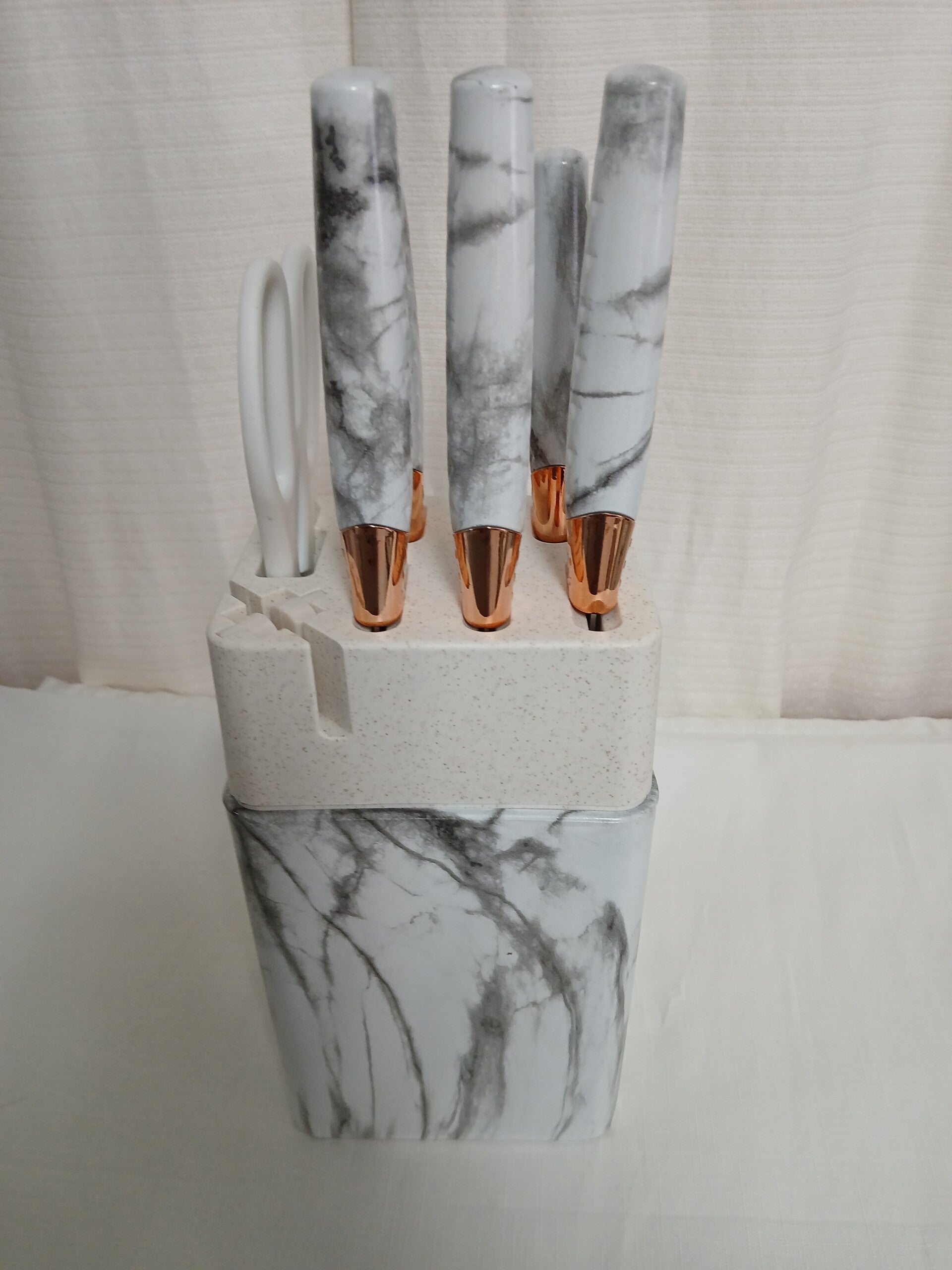 7pcs Knives Including Chef, Bread, Utility, Paring Knife And Scissors