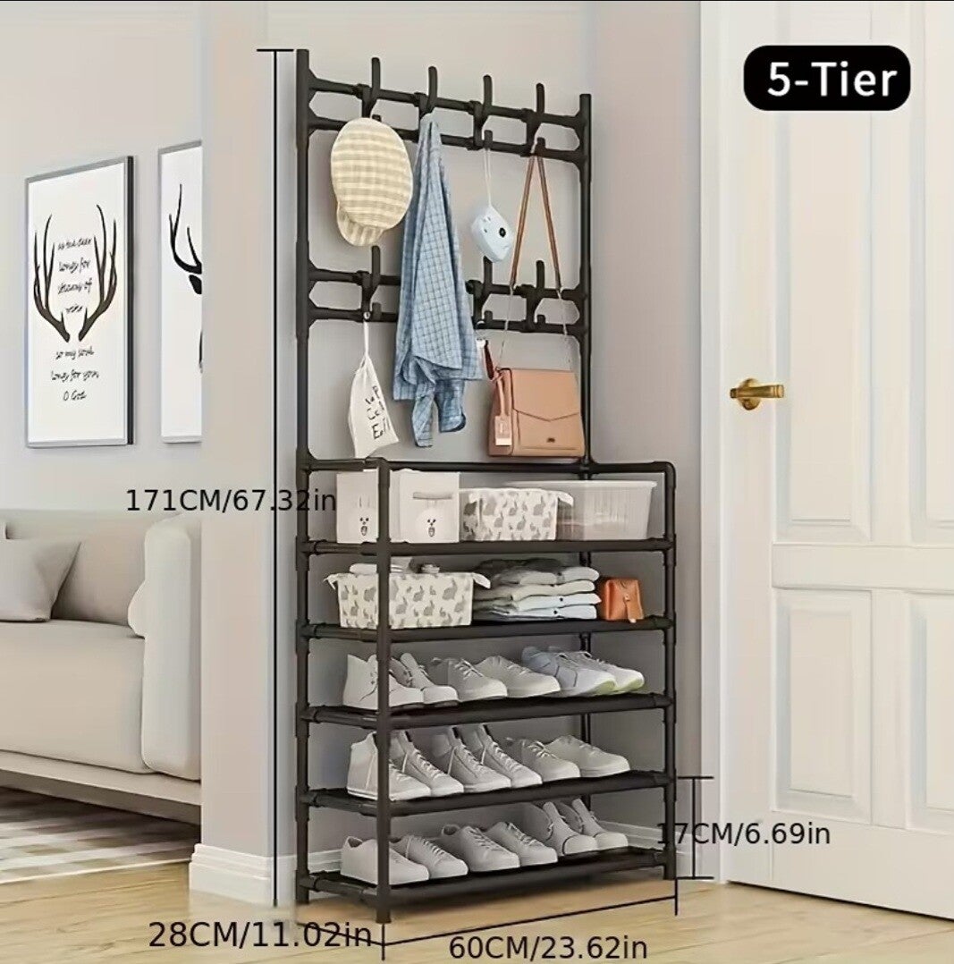 Standalone Shoe Storage Unit and Hooks